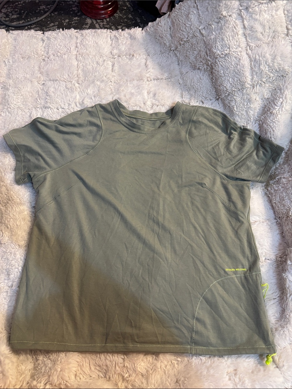 Lululemon hiking Light Olive Active Tee with Neon Accents